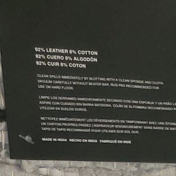 BCBGMAXAZRIA accent rug Baby Blue/ Black Leather Cotton Fringe 27x45 Area Rug - Picture 6 of 6